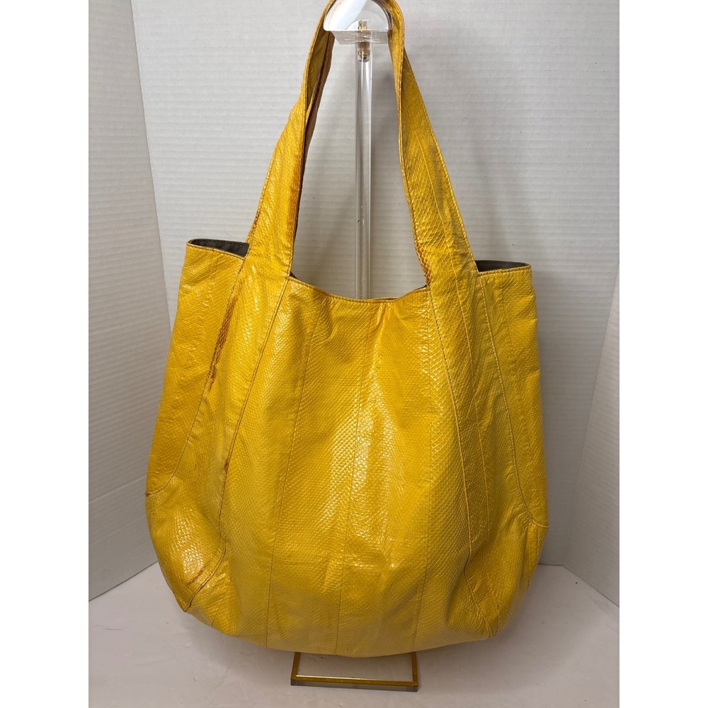 Beirn Jenna Yellow Watersnake Skin Large Tote Hobo Shoulder Bag